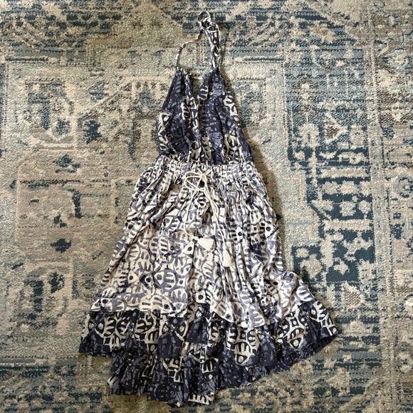 Free People Beach Day Mini Dress in Blue & White/ Ivory - Picture 1 of 6